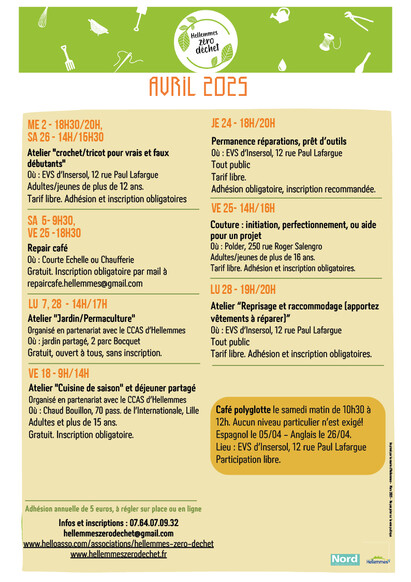 Hellemmes zéro déchet - Programme d'avril