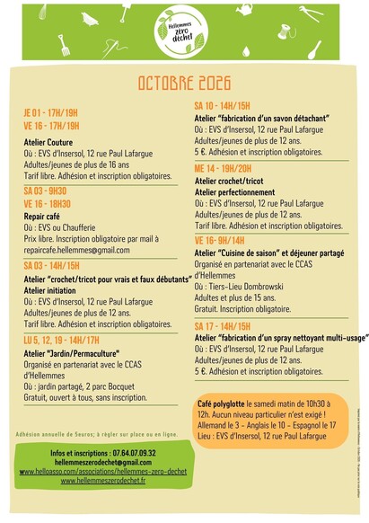 Hellemmes zéro déchet - Programme d'octobre