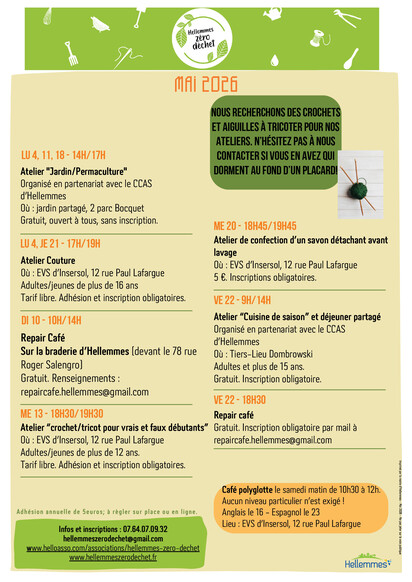 Hellemmes zéro déchet - Programme de mai