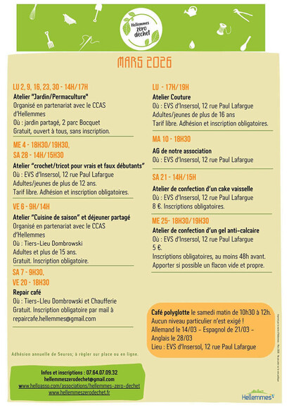 Hellemmes zéro déchet - Programme de mars