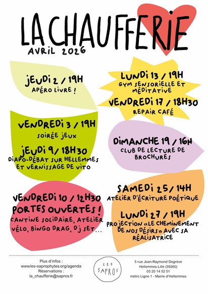 Les évènements en Avril à la Chaufferie